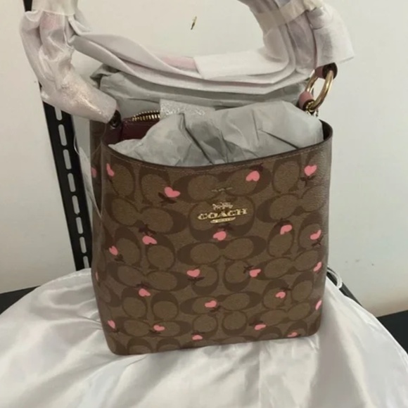 Coach Signature Brown and Pink Bucket Bag - Picture 1 of 1